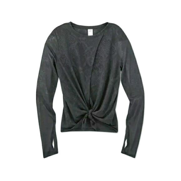 Women's Long Sleeve Snakeskin Tie-Front Top XS New - Picture 1 of 4